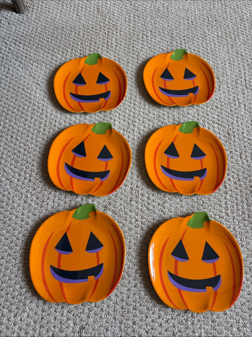 Playful Melamine Orange Pumpkin Plates - Set of 6
